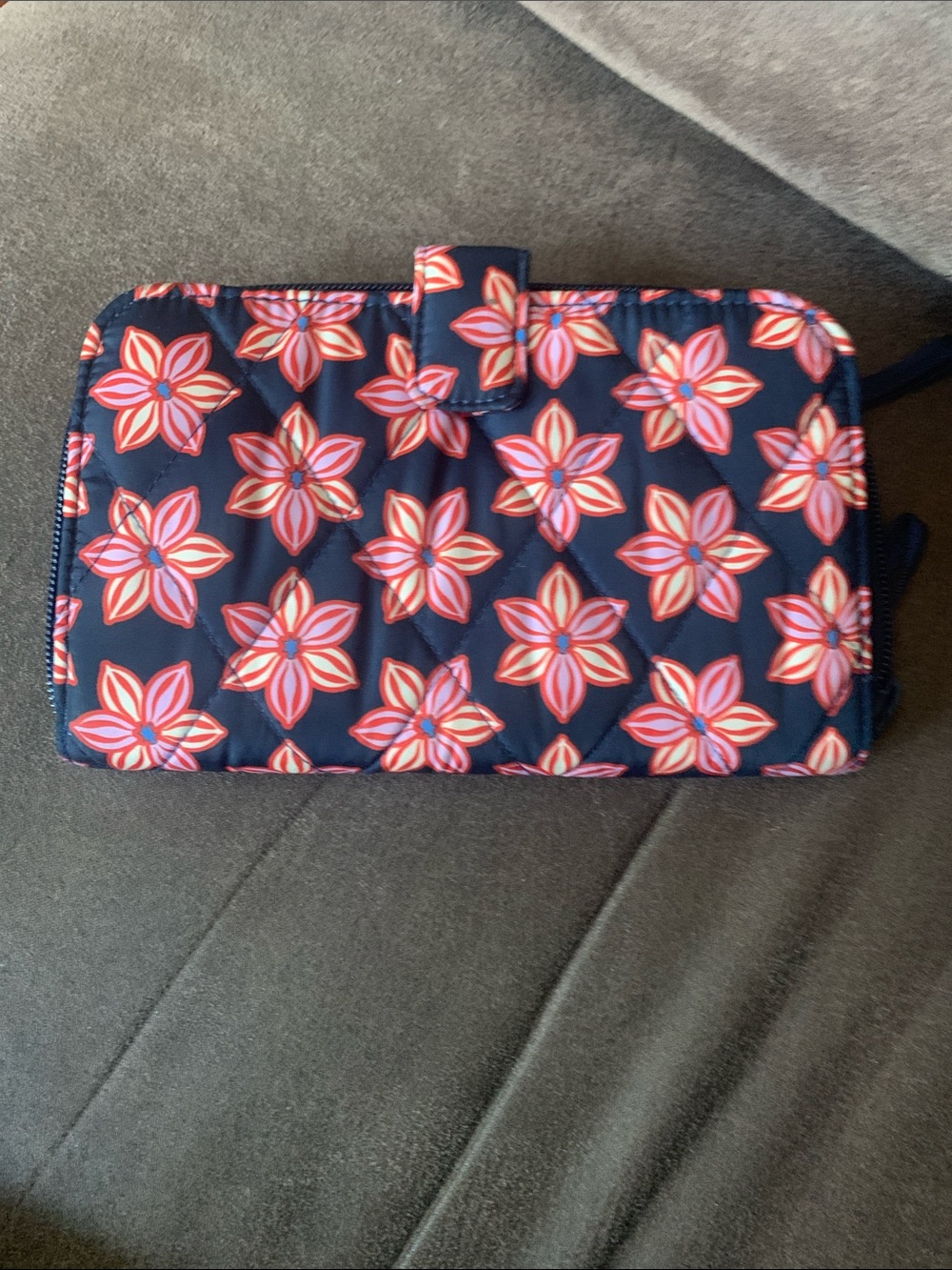 Vera Bradley Navy Wallet with Pink and Red Floral Pattern